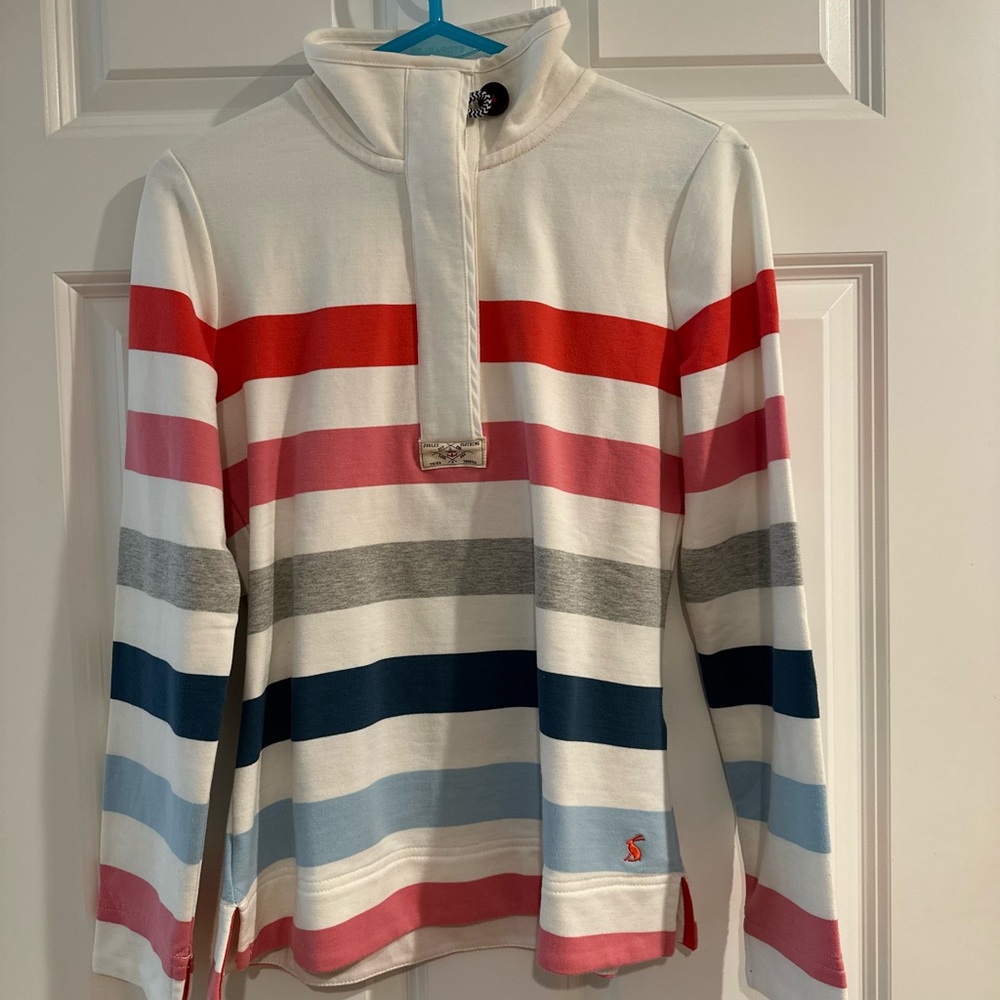 Joules Cream & Pink Stripe Saunton Salt Pullover - Picture 3 of 6